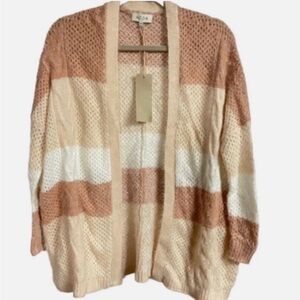 New ModCloth ACOA Super Soft Pink And Tan Duster Cardigan Sweater Women’s XS
